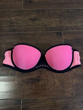 Victorias Secret The Flat Bandeau Bikini Top Pink Strapless Hook Loop 36C